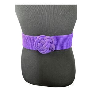 Vtg 80s Waist Belt Women S/M Purple Stretch Rosette Rouched 25”-32” EUC
